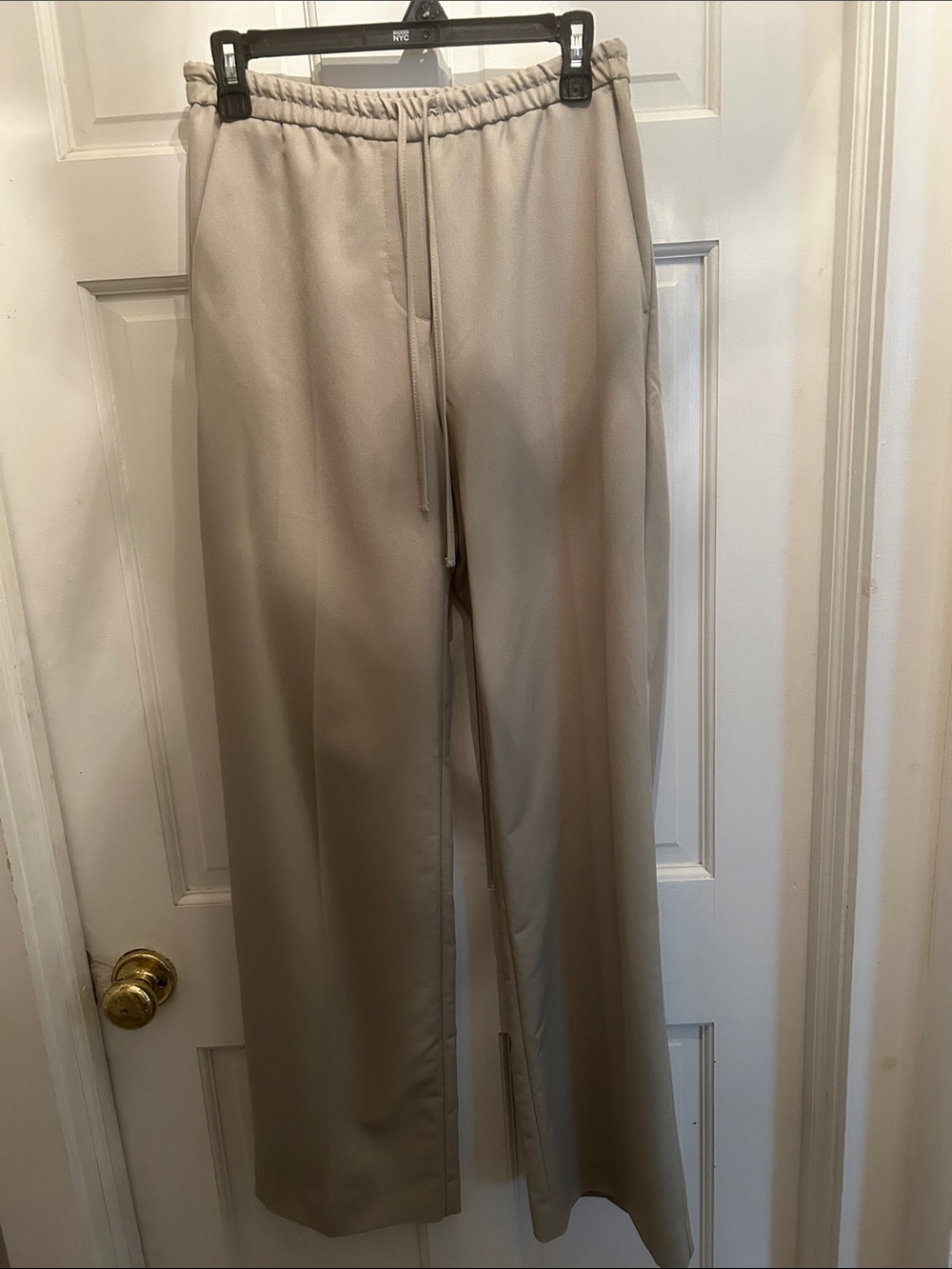 Zara Beige Wide-Leg Drawstring Trousers NWOT
